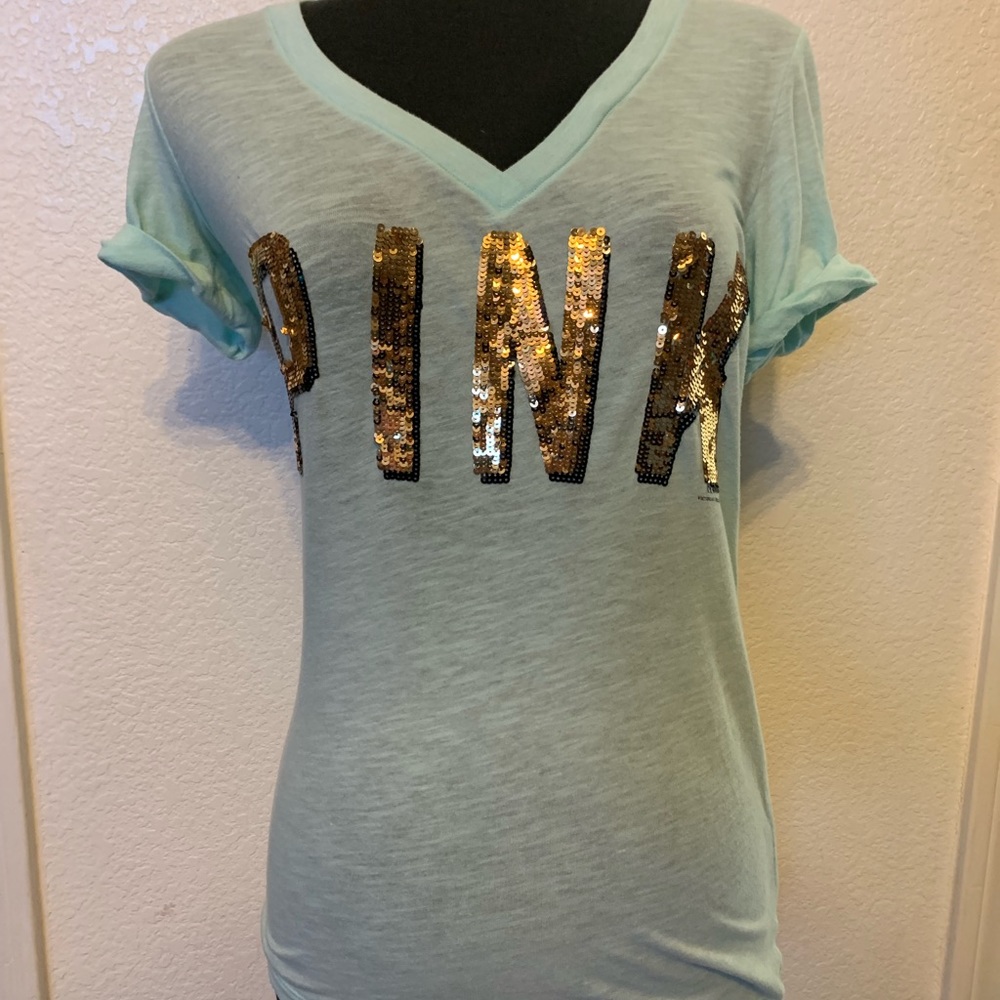 Victoria’s Secret Pink Mint Sequin V-Neck